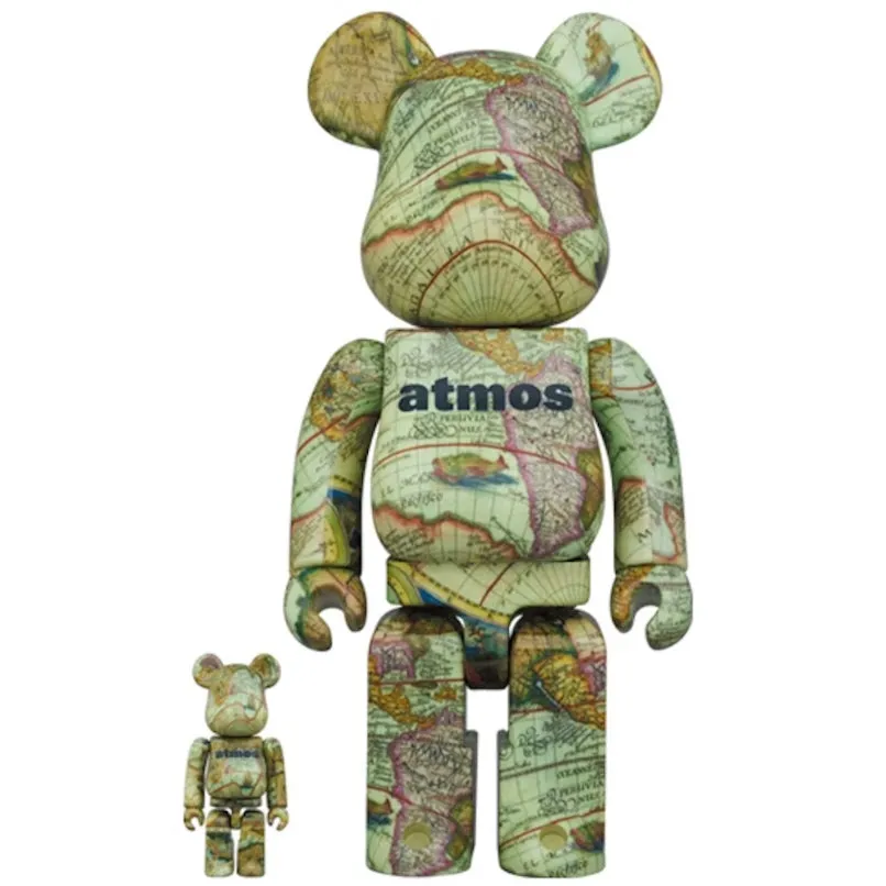 400 % & 100 % Bearbrick -setti – Atmos - Aged Map