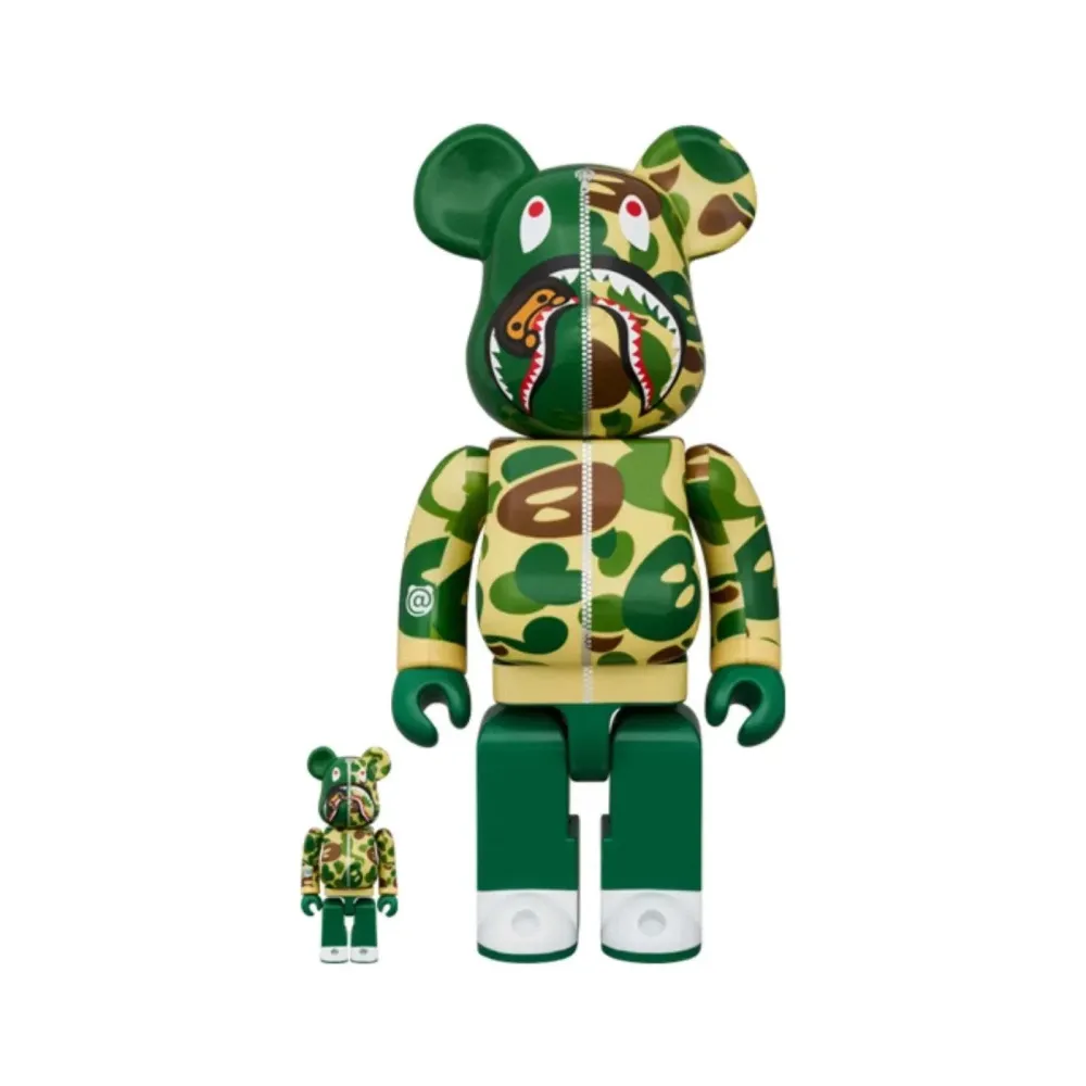 400 % & 100 % Bearbrick -setti – BAPE – Baby Milo Shark Camo -setti (3 kpl)