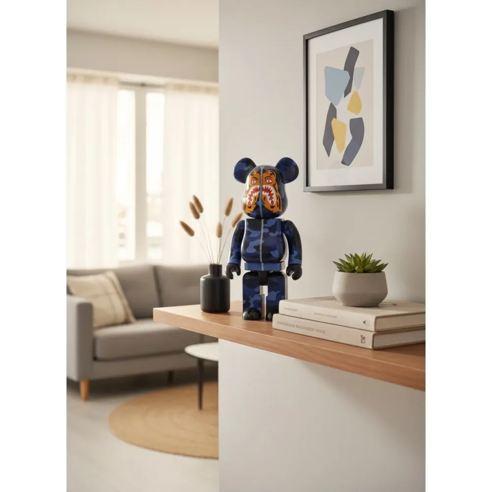400 % & 100 % Bearbrick -setti – Camo Tiger BAPE (Blue ver.)