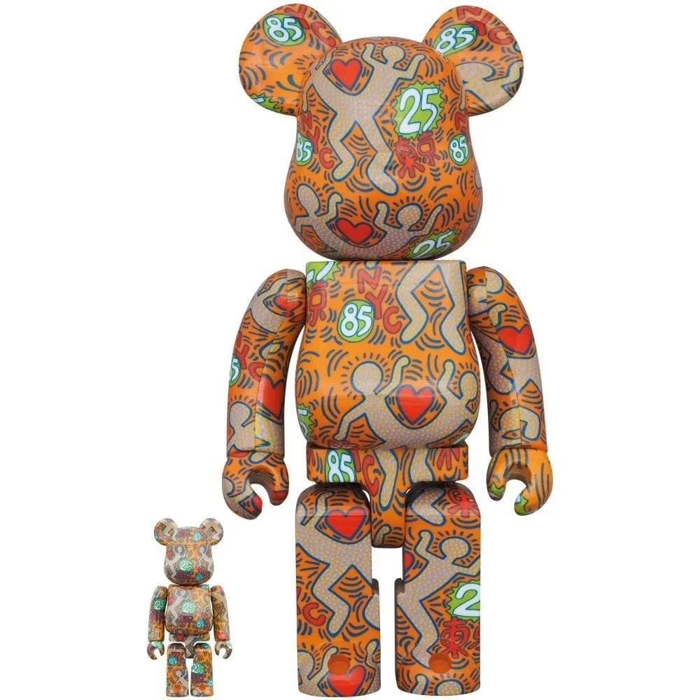 400% & 100% Bearbrick Setti - Keith Haring v12 (Erikoisversio BWWT 3)
