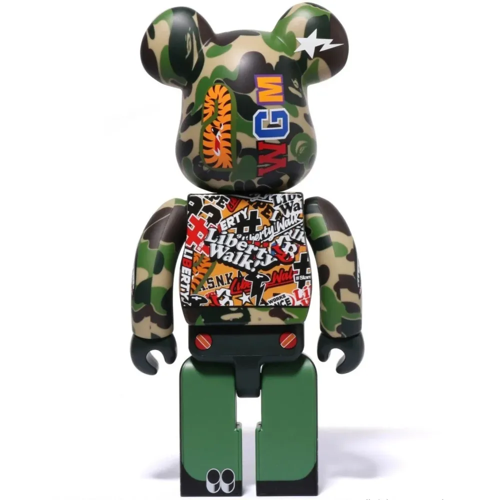 400% + 100% Bearbrick -setti - LBWK x BAPE (Green Camo)