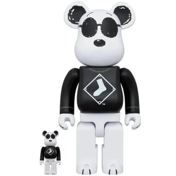 400 % & 100 % Bearbrick -setti - Snoopy White Sox (MLB x Peanuts)