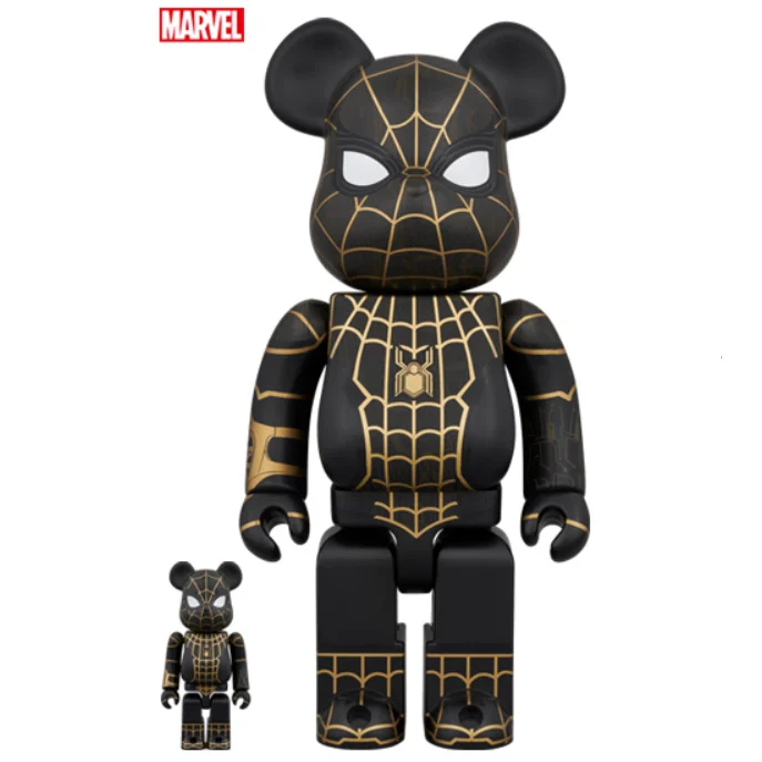 400 % & 100 % Bearbrick – Spiderman – No Way Home (Black & Gold Suit)