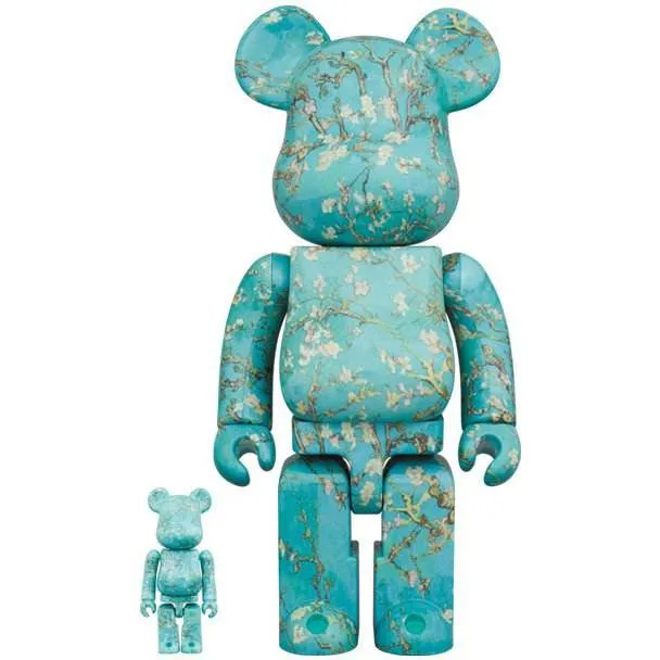 400% & 100% Bearbrick-setti - Vincent Van Gogh (Almond Blossoms)