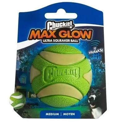 Chuckit Max Glow Ultra Squeeker -pallo, vihreä - pimeässä hohtava pallo