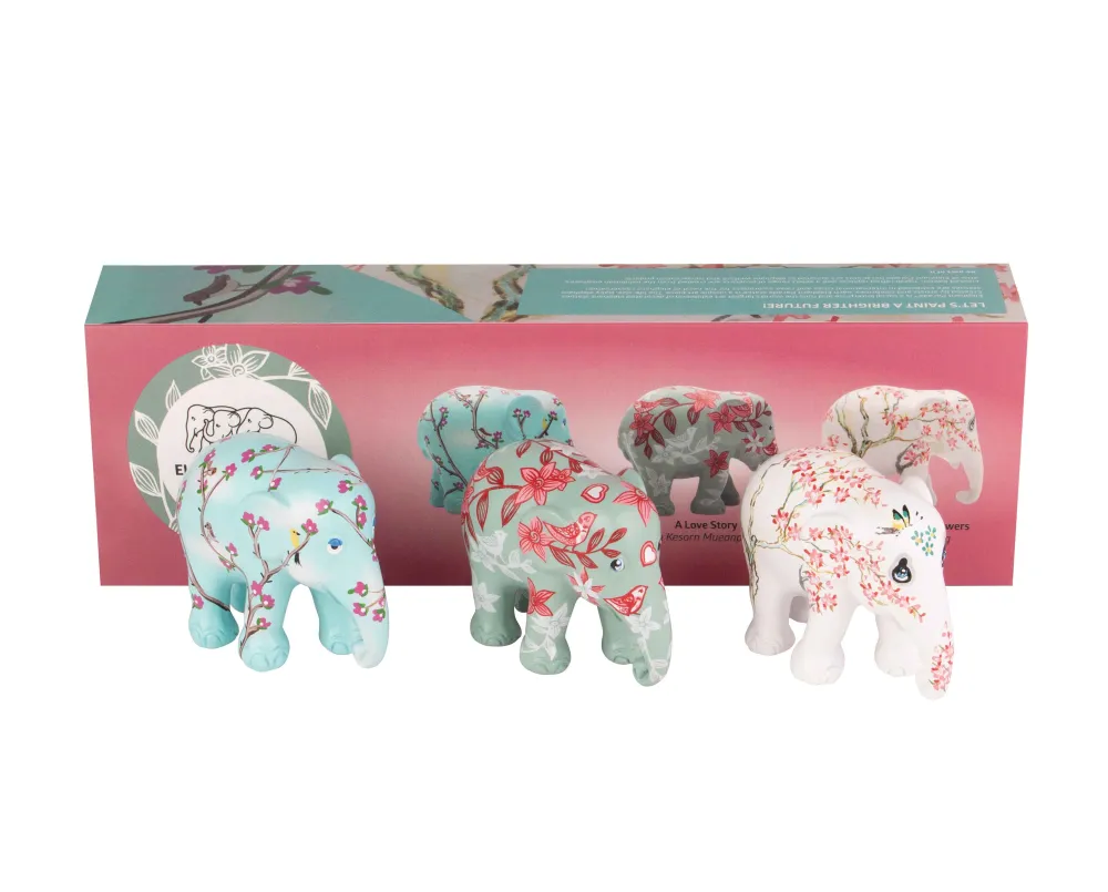 Elephant Parade multipack norsuja Beauty Blossom - Blossom & Birds + rakkaustarina + sata kukkaa