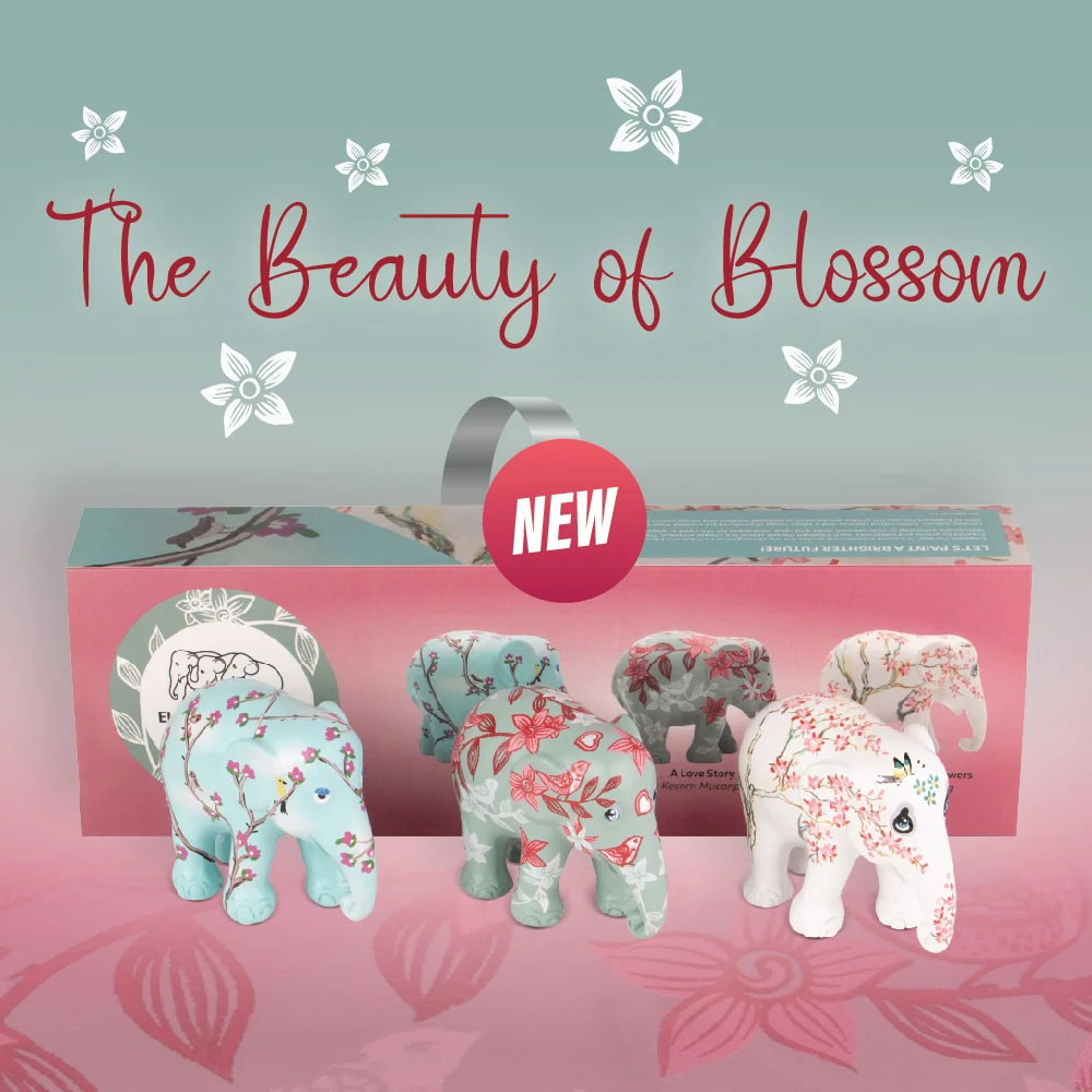 Elephant Parade multipack norsuja Beauty Blossom - Blossom & Birds + rakkaustarina + sata kukkaa