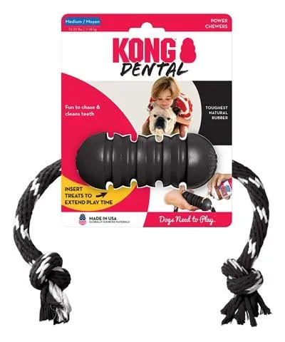 Kong Extreme Dental köydellä musta/valkoinen - Megavahva koiranlelu