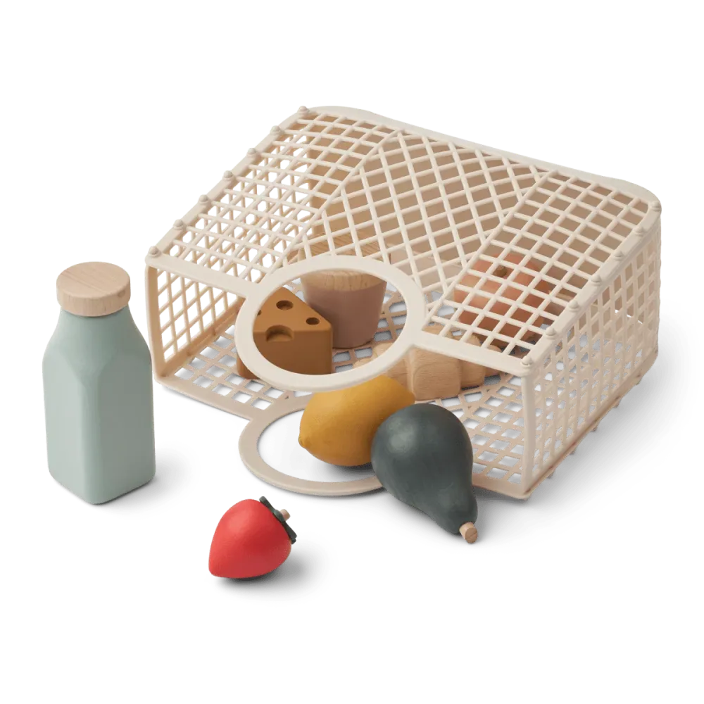 Liewoodin lelukauppa Florin Play FoodGrocery Basket Sandy Multi Mix