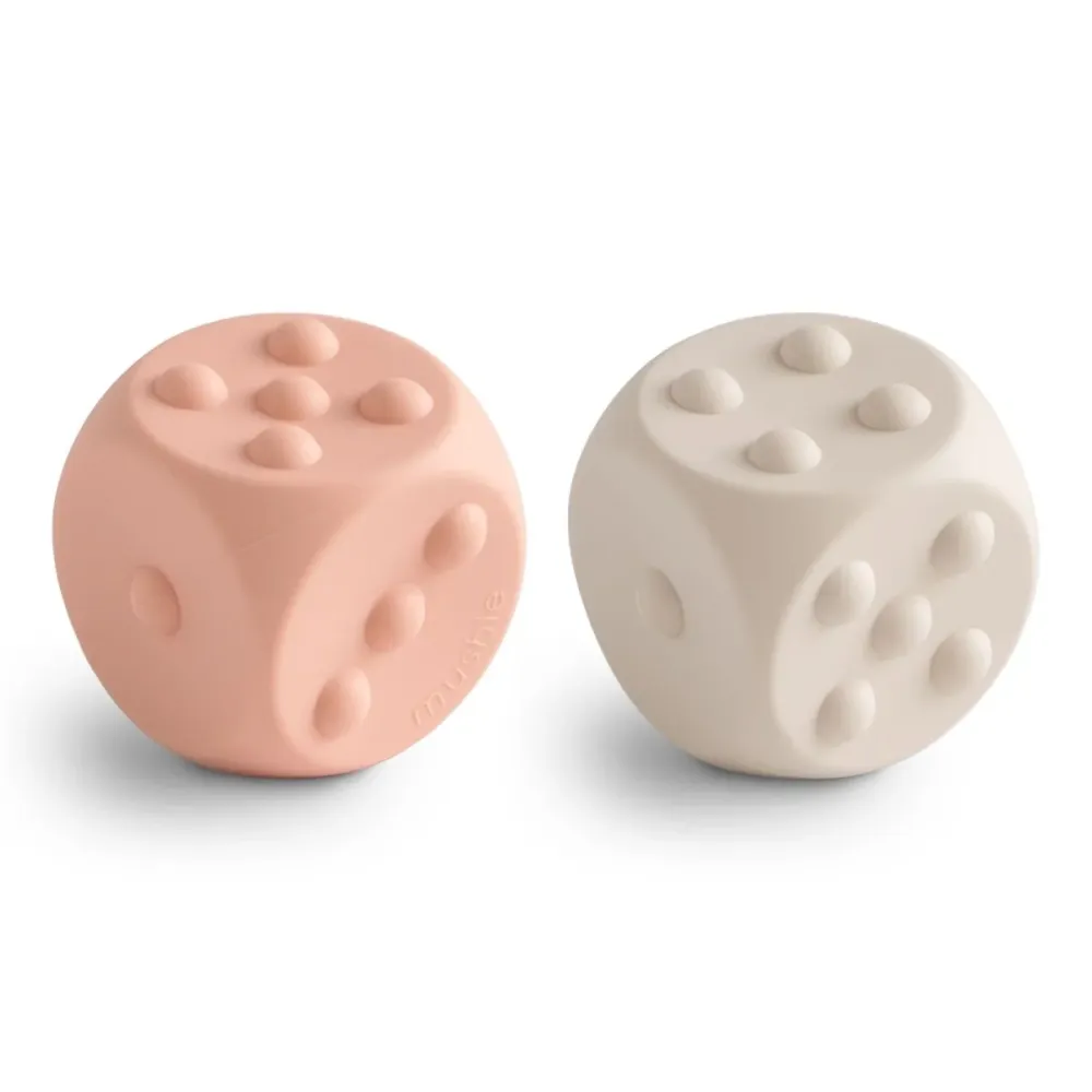 Mushie opetuslelu noppa Blush/Shifting Sands 2kpl