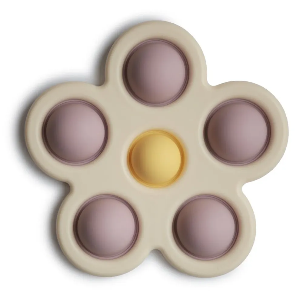 Mushie Opetuslelu Painekukka Pehmeä Lilac/Daffodil/Ilvory