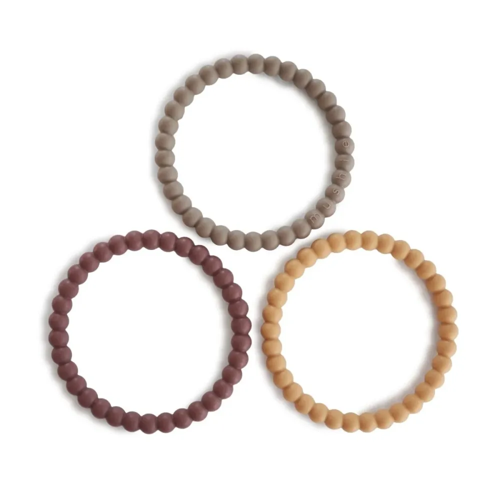 Mushie Teething Ring Rannekoru Silikoni Berry/Marigold/Khaki 3kpl 3kpl