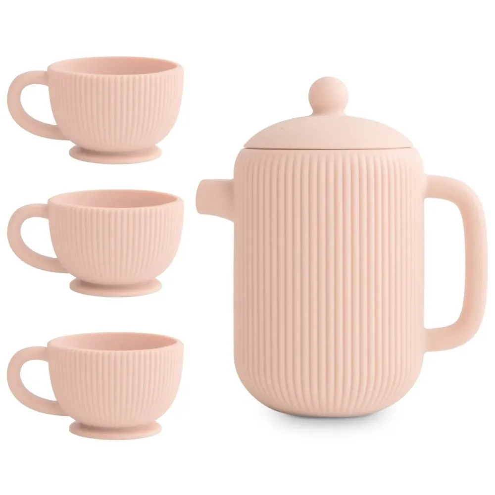 Mushie Toy Tea Set silikoni Blush lelu