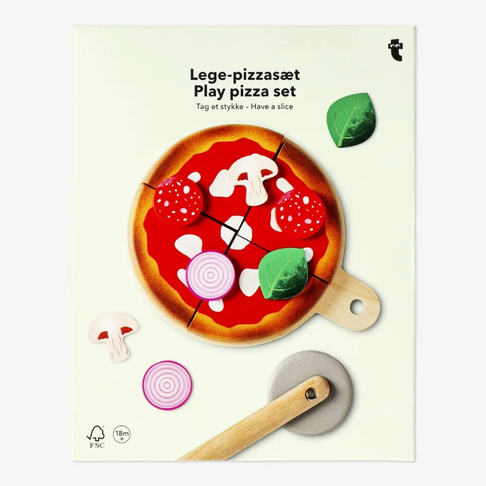 Puinen pizza leikkiväline