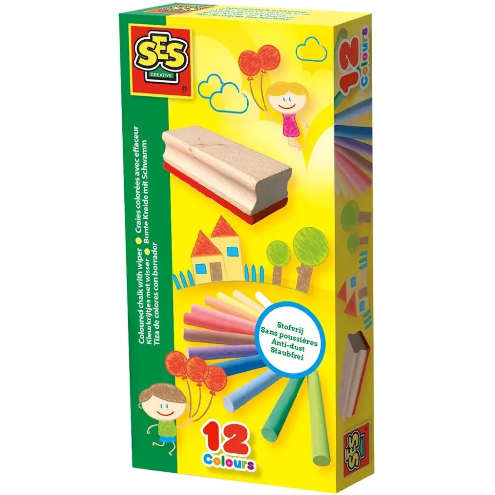 SES Creative värikynät pyyhekumin kanssa 12kpl