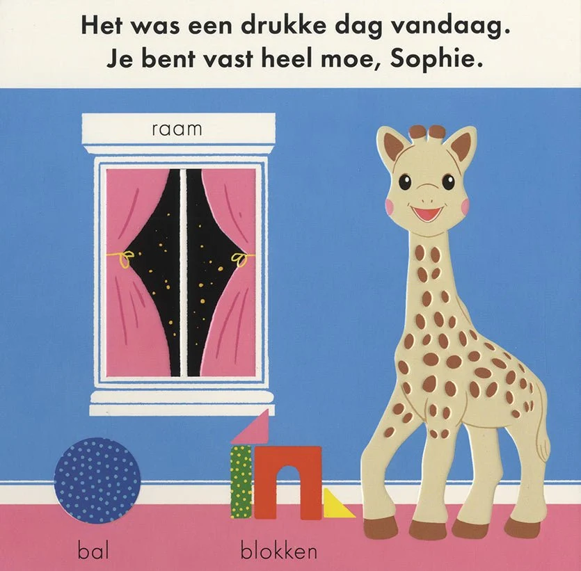 Sophie kirahvi Baby Booklet Sophie menee nukkumaan