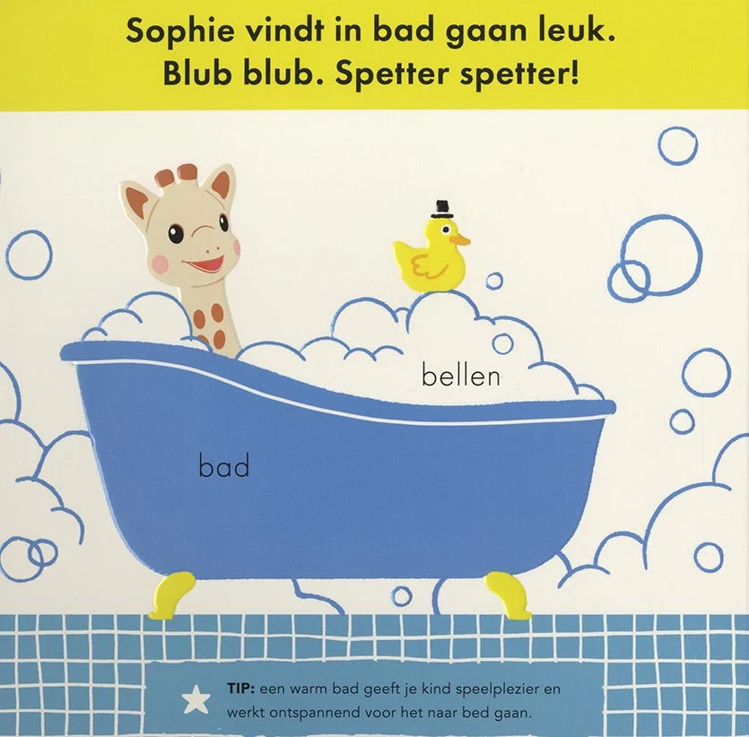Sophie kirahvi Baby Booklet Sophie menee nukkumaan