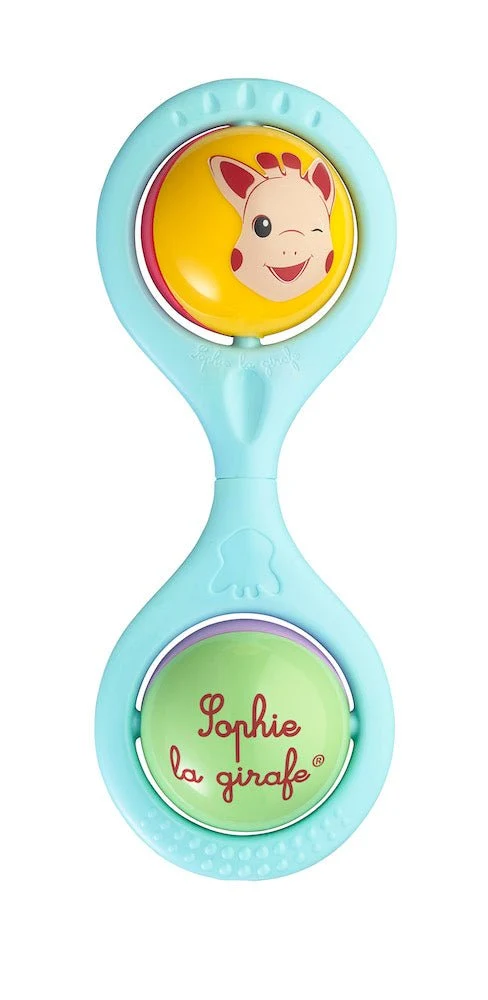 Sophie kirahvi Rattle Twist sininen Beige lahjapakkauksessa