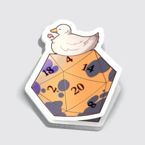 Tarra Ankka istuu Polyhedral D20:lla