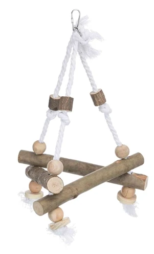 Trixie Swing on Wood Bark Wood – luonnollinen kolmiomainen keinu pienille kaareville nokille