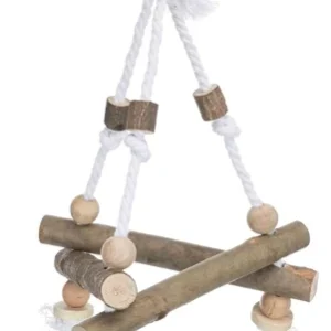 Trixie Swing on Wood Bark Wood – luonnollinen kolmiomainen keinu pienille kaareville nokille