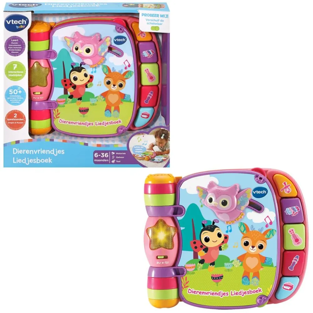 Vtech vauvakirja Eläinten ystävät lauluja vaaleanpunainen