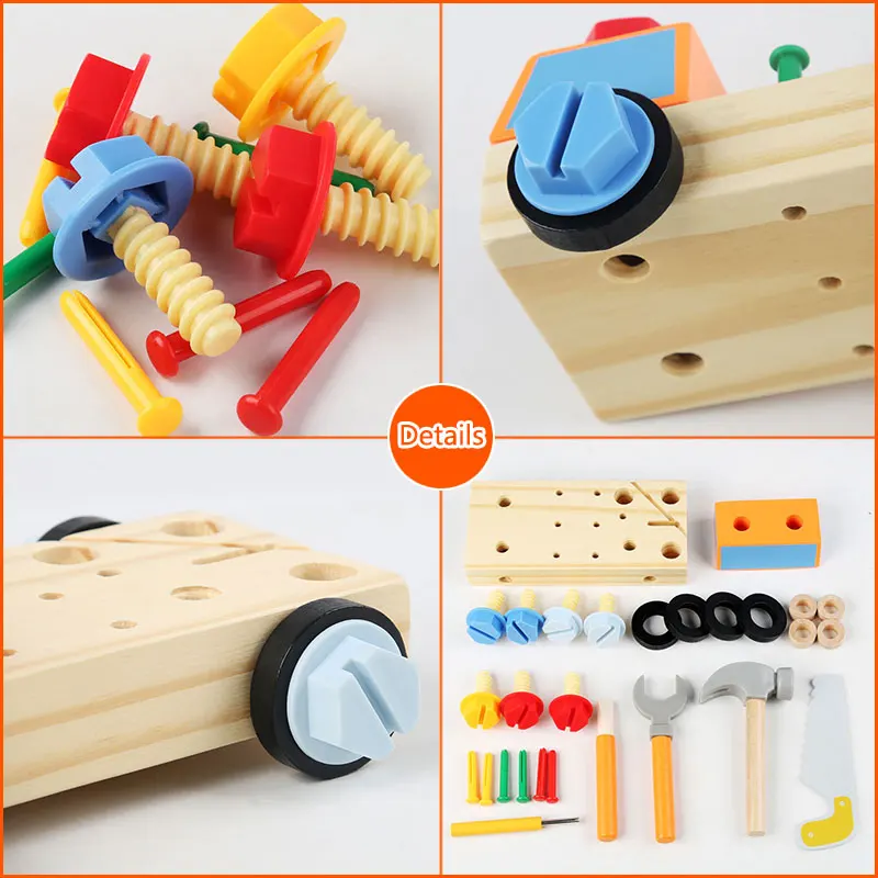 Woods™ - Väännä ja opi - Montessori-auto ruuvilauta