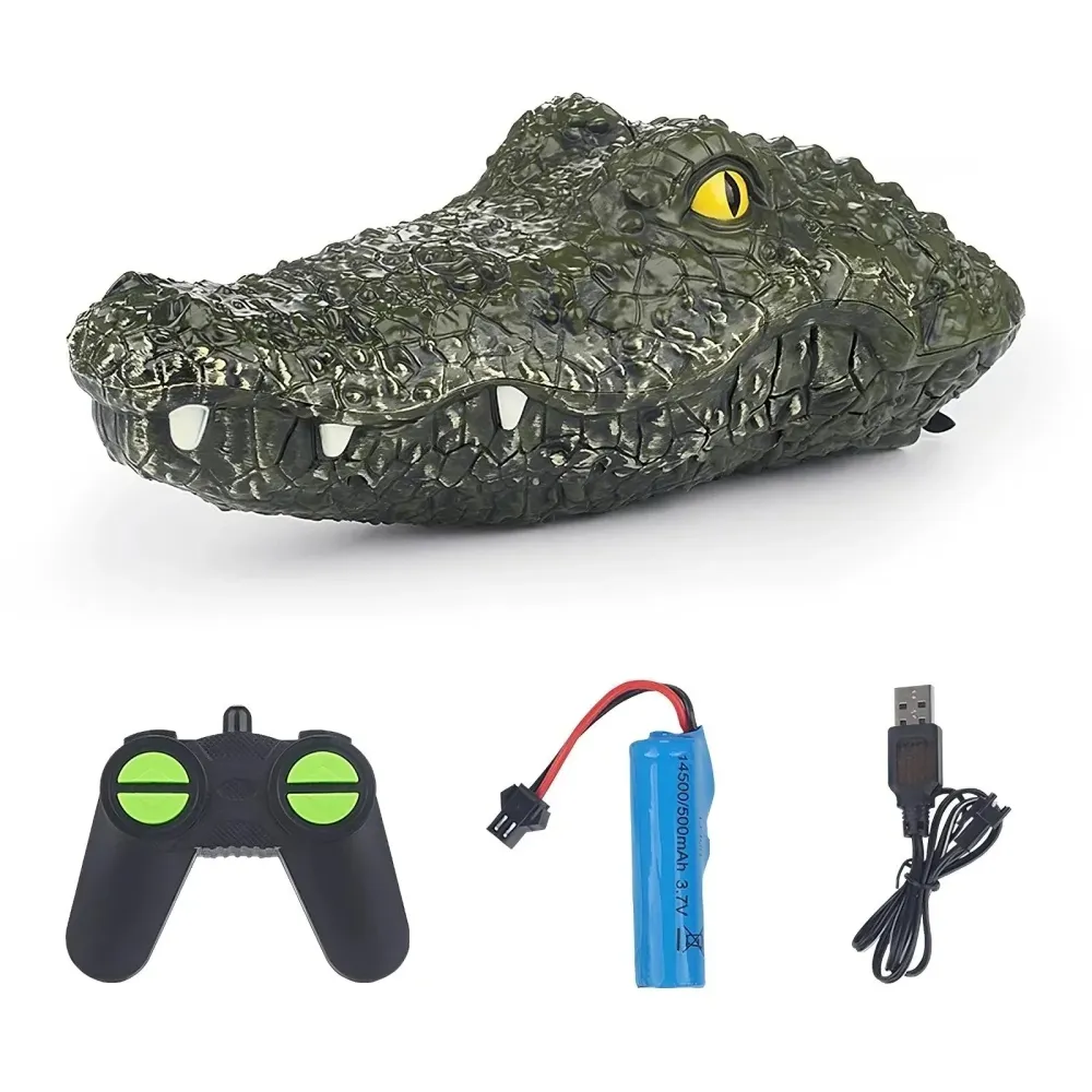 Crocodile Head RC Boat - Kaukosäätimellä varustettu alligaattori kepponen lelu 2,4 GHz:n vedenpitävällä kaukosäätimellä -...