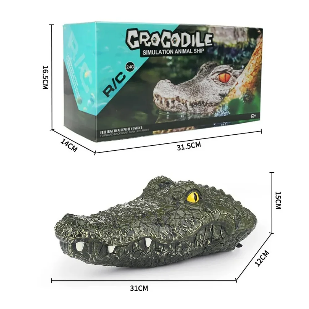 Crocodile Head RC Boat - Kaukosäätimellä varustettu alligaattori kepponen lelu 2,4 GHz:n vedenpitävällä kaukosäätimellä -...
