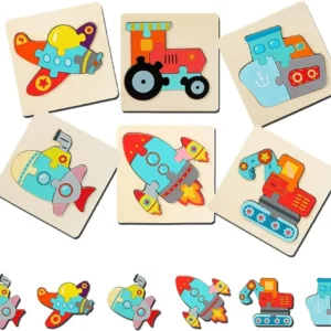 Ecotoys VroomPuz | Oppia ja leikkiä - Puiset ajoneuvot palapelisetti