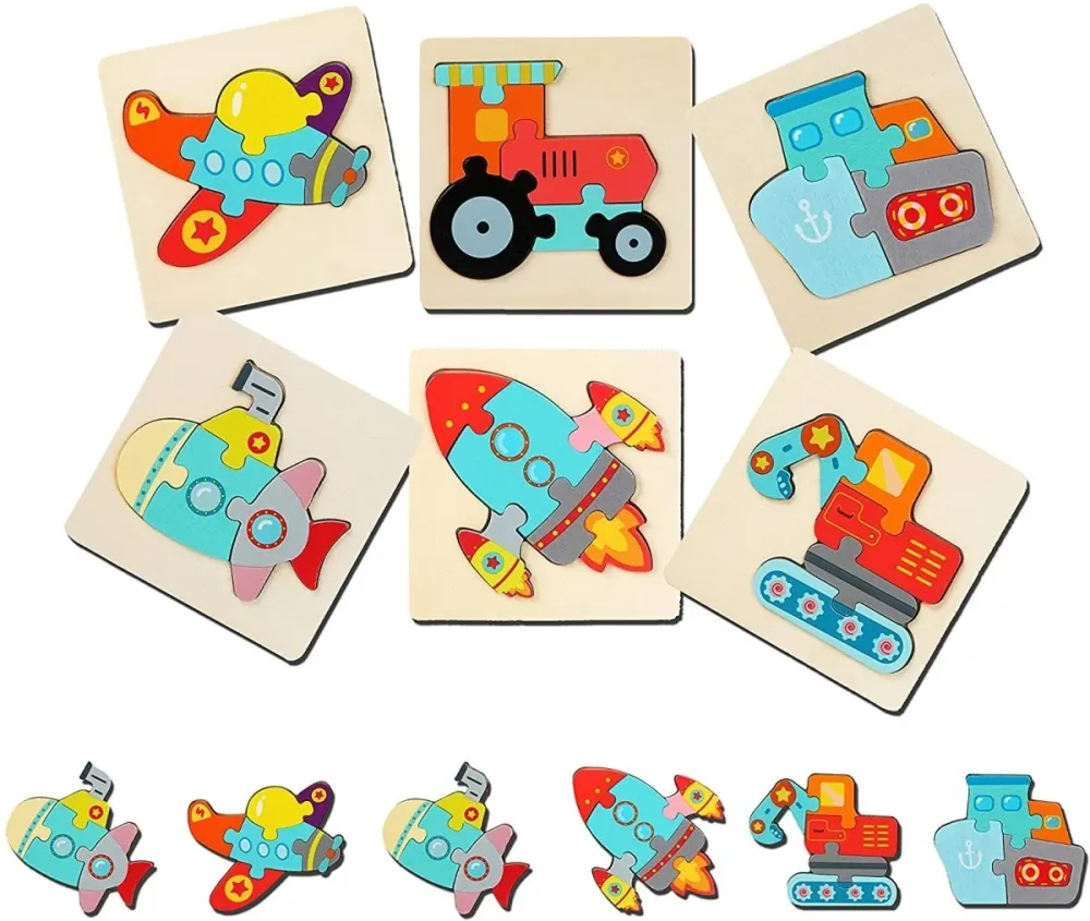 Ecotoys VroomPuz | Oppia ja leikkiä - Puiset ajoneuvot palapelisetti