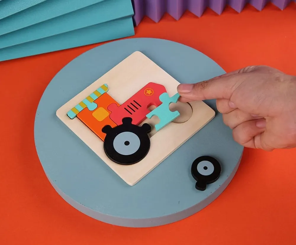 Ecotoys VroomPuz | Oppia ja leikkiä - Puiset ajoneuvot palapelisetti