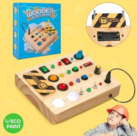 Ecotoys Wooden Wonderschijf | Luo loputonta leikkimisen iloa! - Montessori LED Busy Board opettavaisiin seikkailuihin