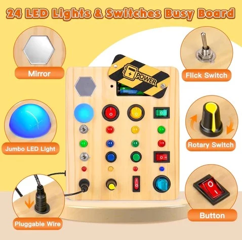 Ecotoys Wooden Wonderschijf | Luo loputonta leikkimisen iloa! - Montessori LED Busy Board opettavaisiin seikkailuihin