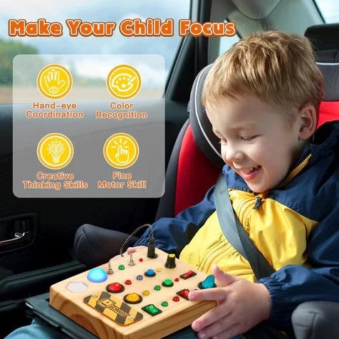 Ecotoys Wooden Wonderschijf | Luo loputonta leikkimisen iloa! - Montessori LED Busy Board opettavaisiin seikkailuihin