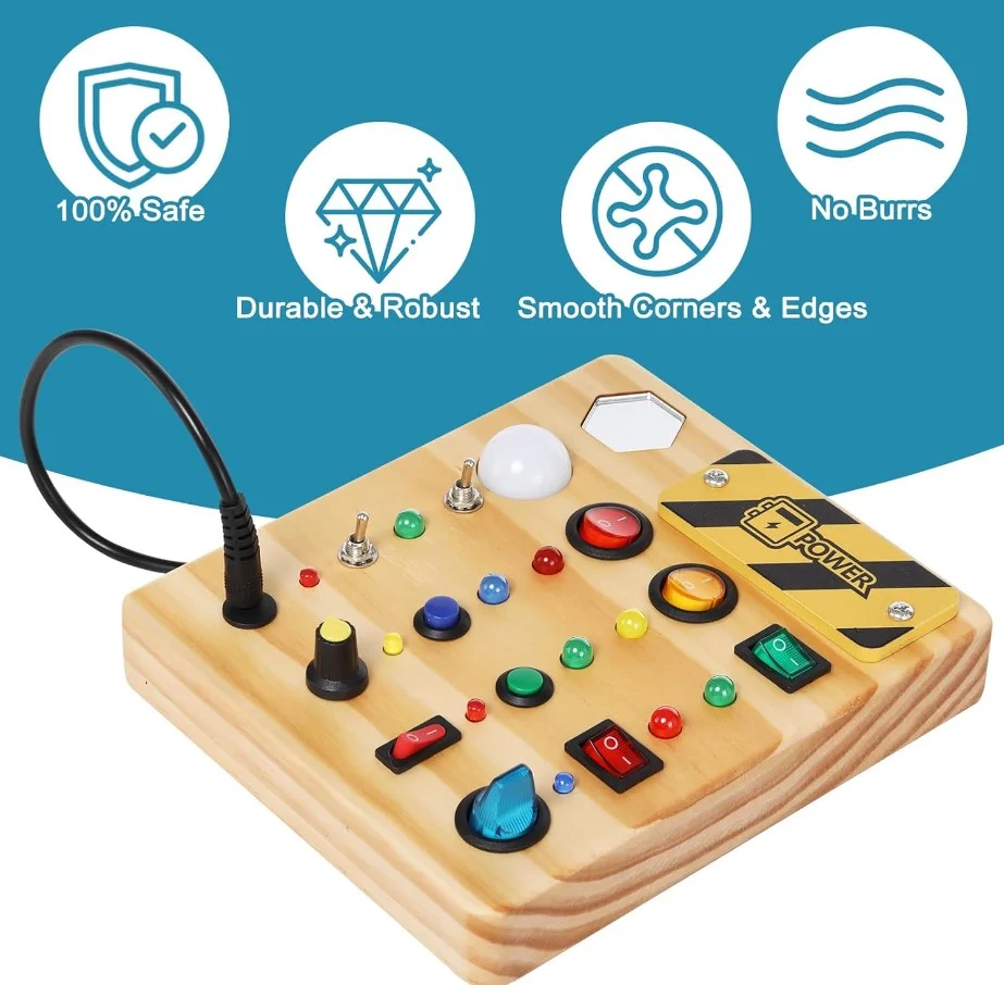 Ecotoys Wooden Wonderschijf | Luo loputonta leikkimisen iloa! - Montessori LED Busy Board opettavaisiin seikkailuihin