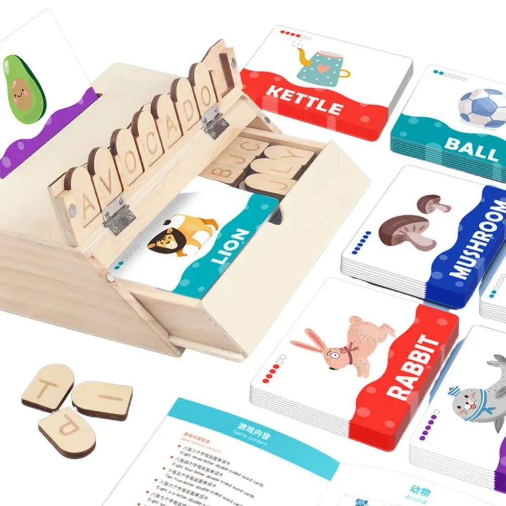 EcoToys LearnBox | Luova Lukemisen ja Pelin Setti - Opettava Puinen Kirjainpeli