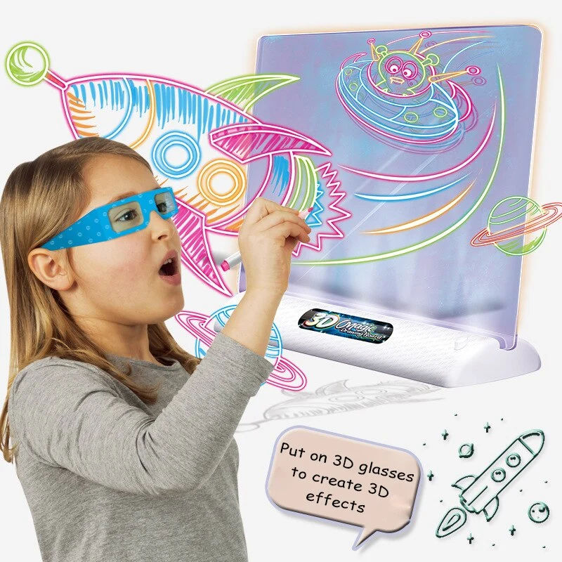 Taianomainen 3D Piirtoalusta | Luovaa Piirtämisen Oppimista - LED Valoefektit Lapsille