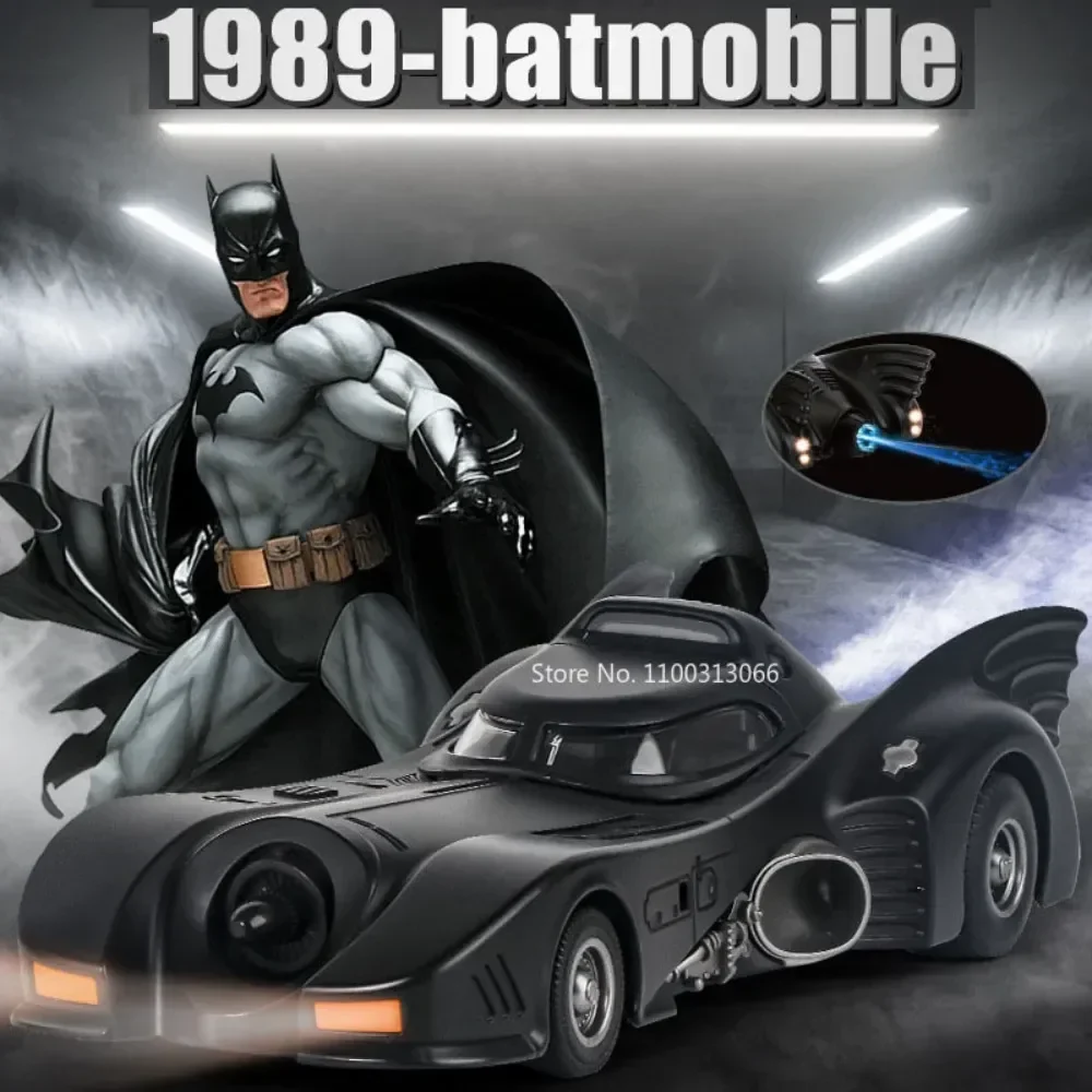 1/24 1989 Batmobile Alloy Car Model Simulation Metal Diecast Toys Vehicle Model Light Sound Super Sport Car Boys Gifts