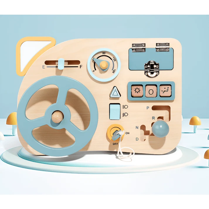 EcoToys PushiCar | Montessori puuauto painopaneelilla taaperoille interaktiivisilla elementeillä - opettava lelu 3-vuotiai...