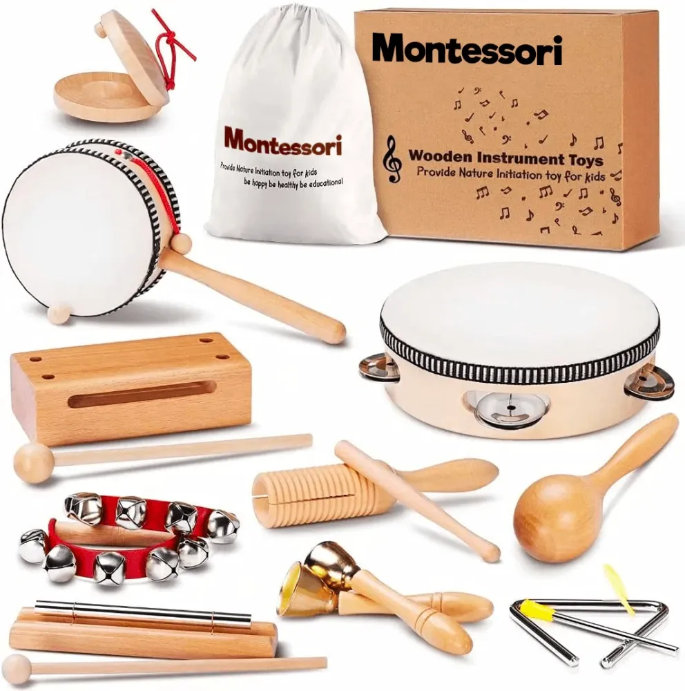 LittleBand | Montessori Puiset Musiikki-instrumenttisarja - 10 Turvallista Leikkikalua Musiikilliseen Kehitykseen