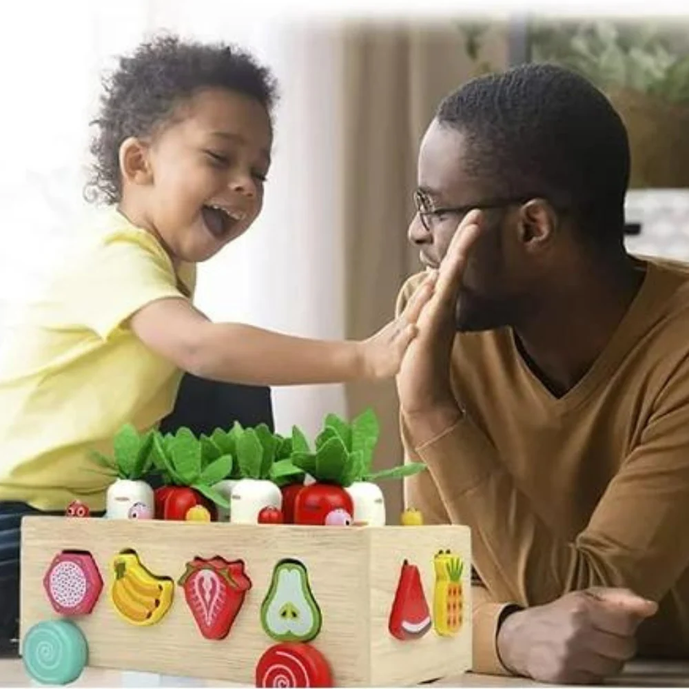 FruitFarm | Montessori Puutarhanmuotojen Lajittelija Puiset Opettavaiset Lelut Taaperoille - Hedelmät ja Vihannekset