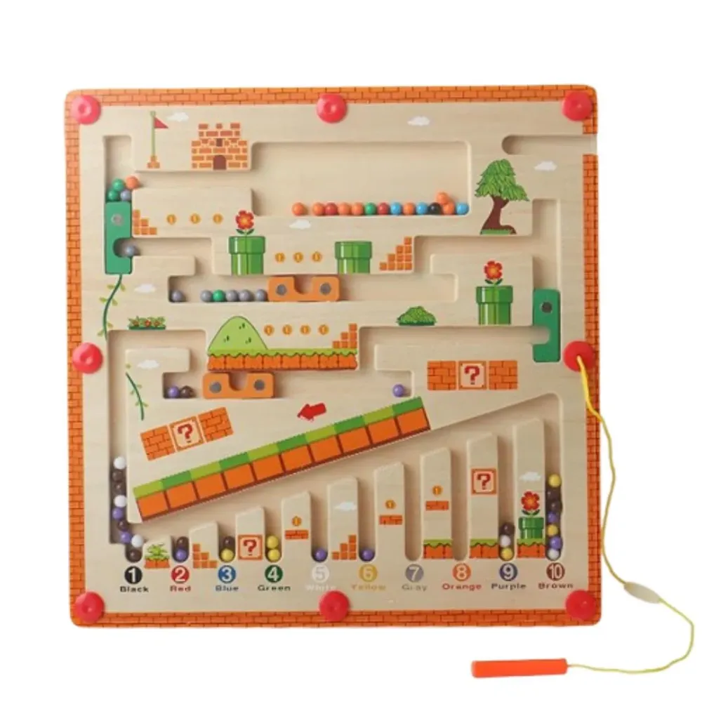 BeadyPlay | Montessori magneettinen kirjoitustaulu lapsille, jossa 55 värikästä magneettista helmeä - turvallinen puinen l...