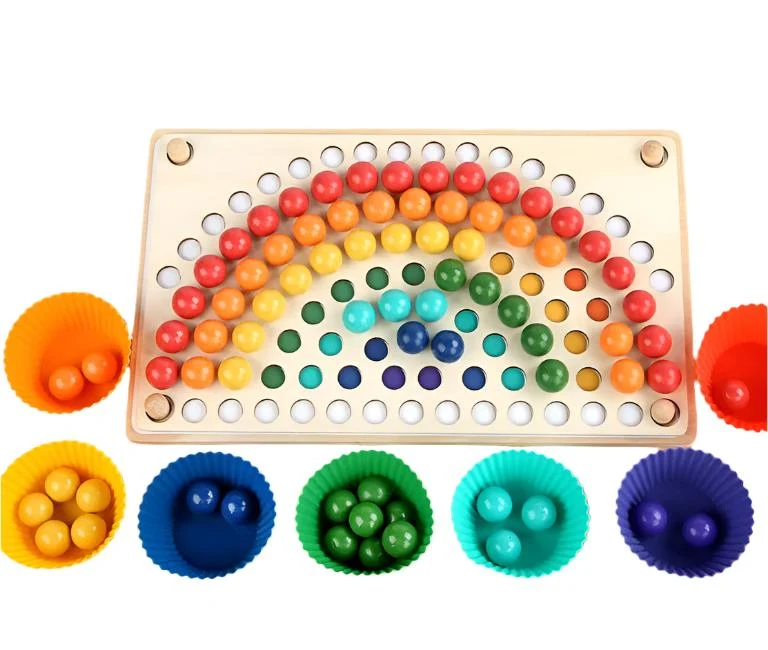 EcoToys Puiset Sateenkaarilauta | Opettava Palapeli - Värit ja Muodot