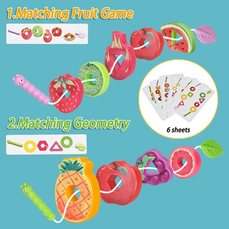 Fruit Lacing Game™ – Hienomotoriikka - Hedelmähelmet Lelut