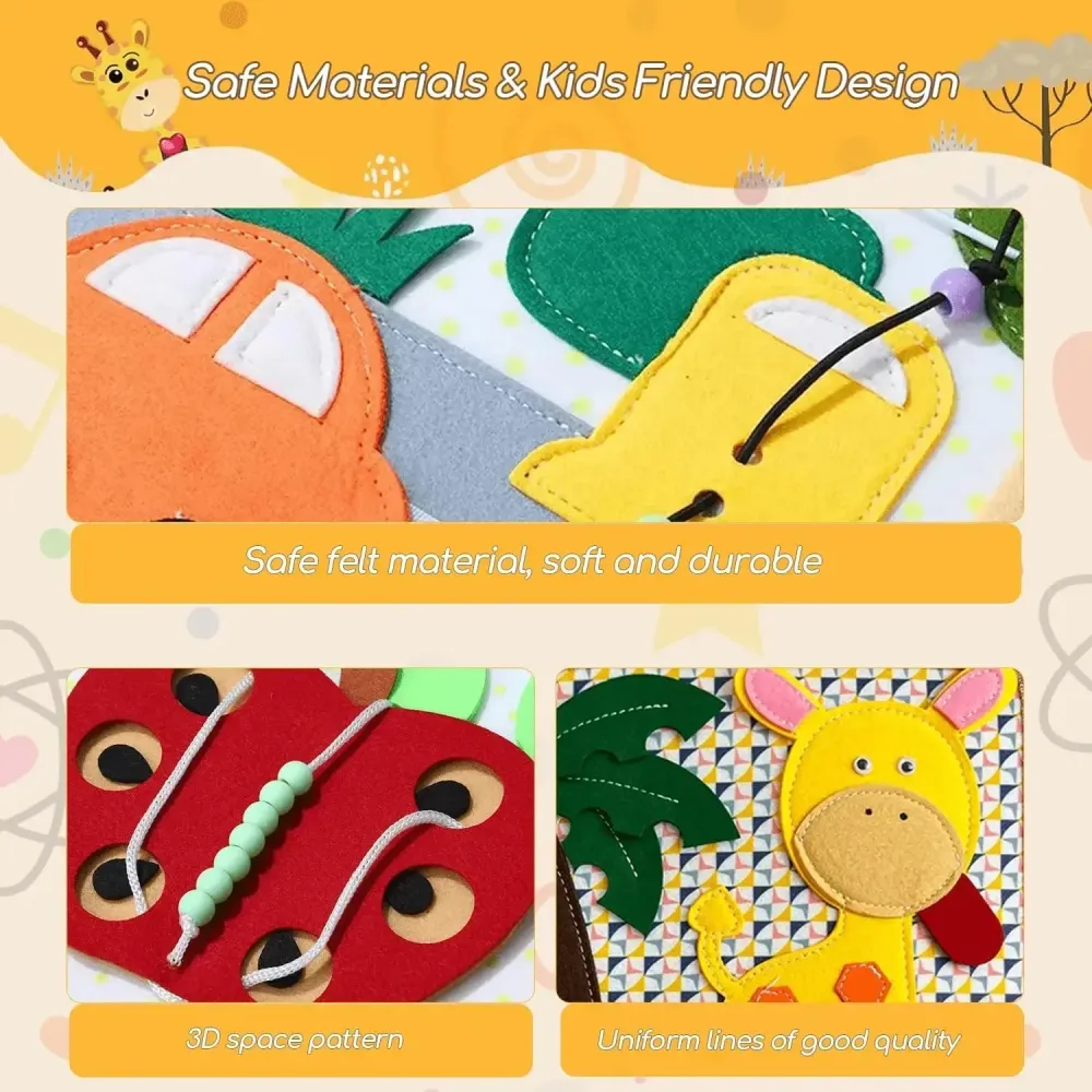 Sensory Toddler Book™ – Tunnustele ja löydä - Huopakirja eläimet