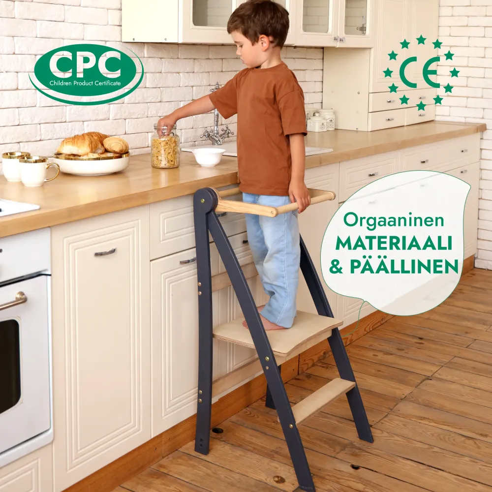 Oppimistorni: taitettava porrasjakkara taaperoille - beige