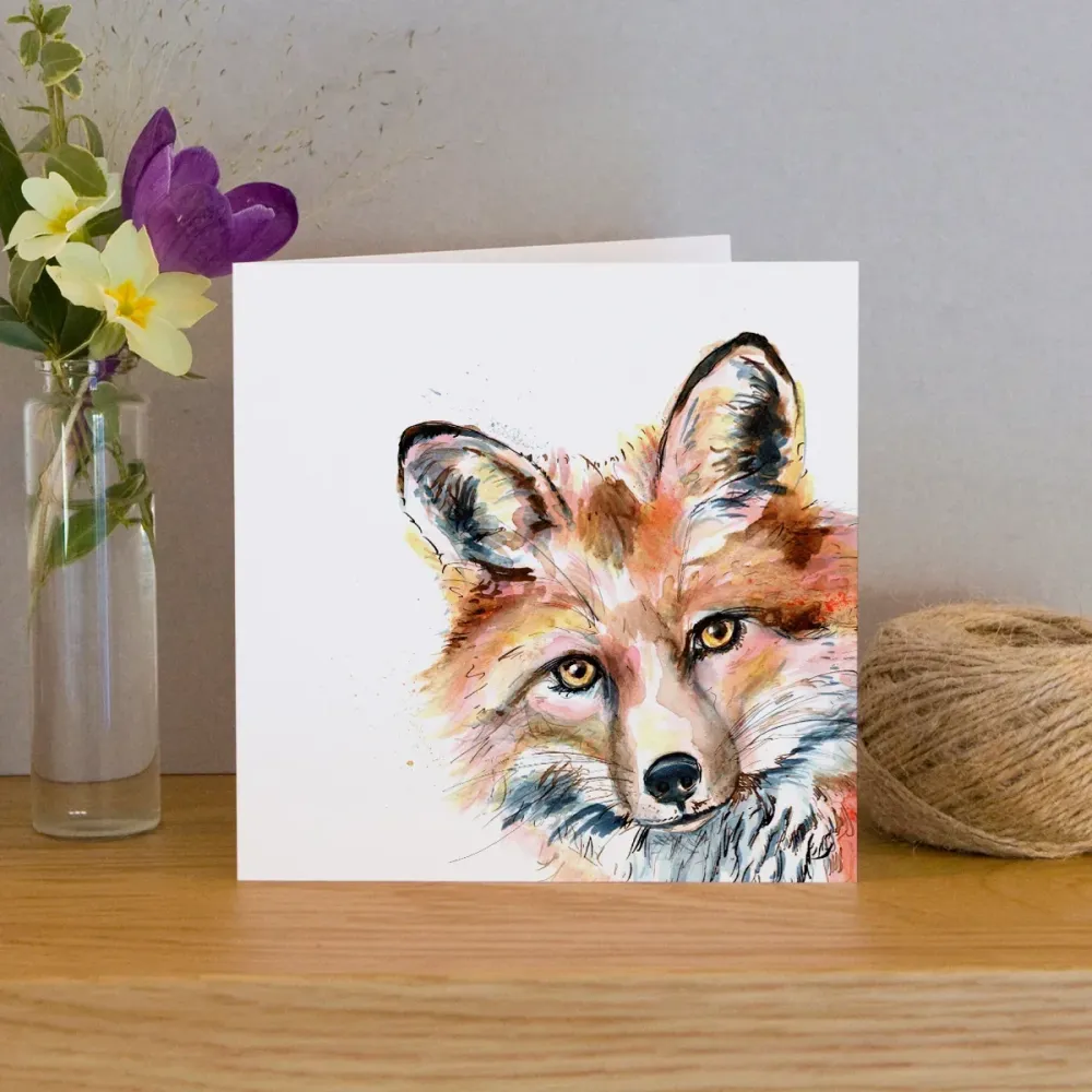 Akvarelli Fox onnittelukortti