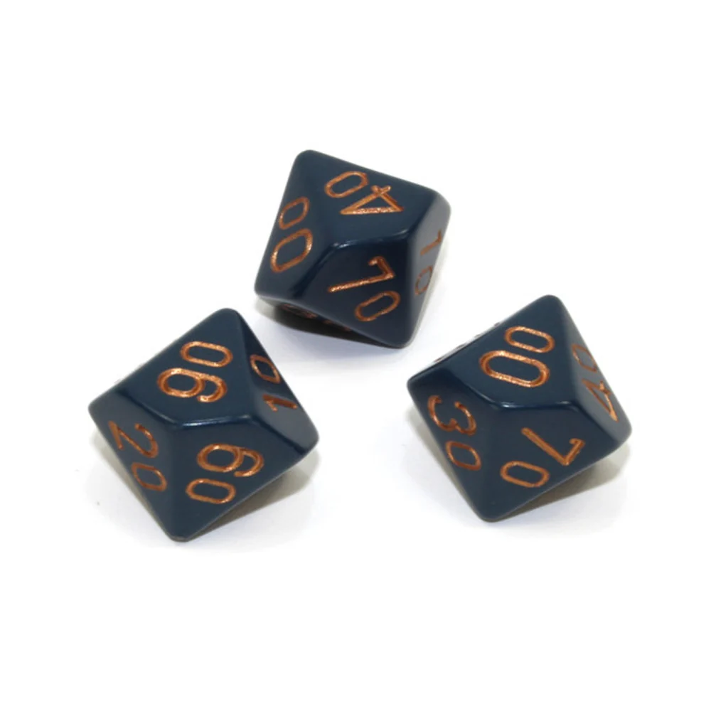 Chessexe Polyhedral Opaque Dusty Blue/Copper Dice 10pcs