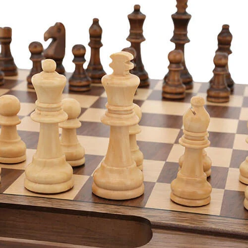 Dal Rossi Chess / Checkers / Backgammon Folding Walnut 16"